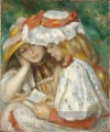 zwei Mädchen im Garten Lesen Pierre Auguste Renoir